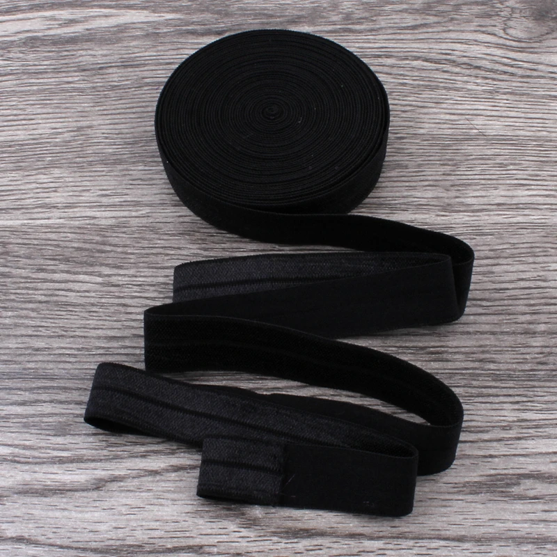 

120yards/lot 5/8" (15mm) Black Blue Shiny Solid Fold Over Elastic Ribbon FOE for Kids Girls Elastic Headbands Hair Ties Hairbow