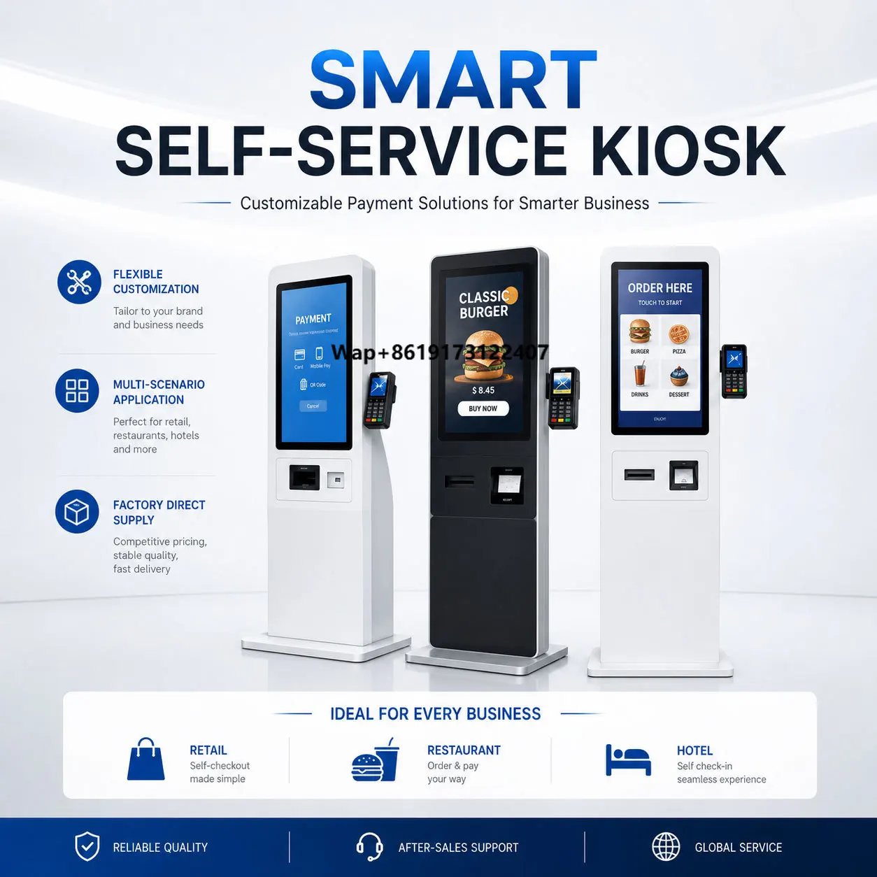 21.5 27 32 Inch Self Serve Order Kiosk Touch Screen Wall Mount Self Service Indoor Food Ordering Payment Kiosks for Restaurant