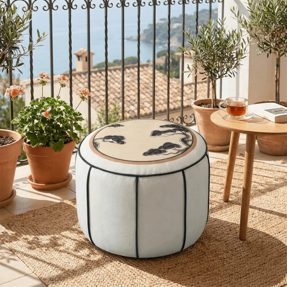 Removable Sofa Stool Cover Round Unstuffed Storage Leg Bench Large Capacity New Chinese Style Toy Storage Bag Tatami