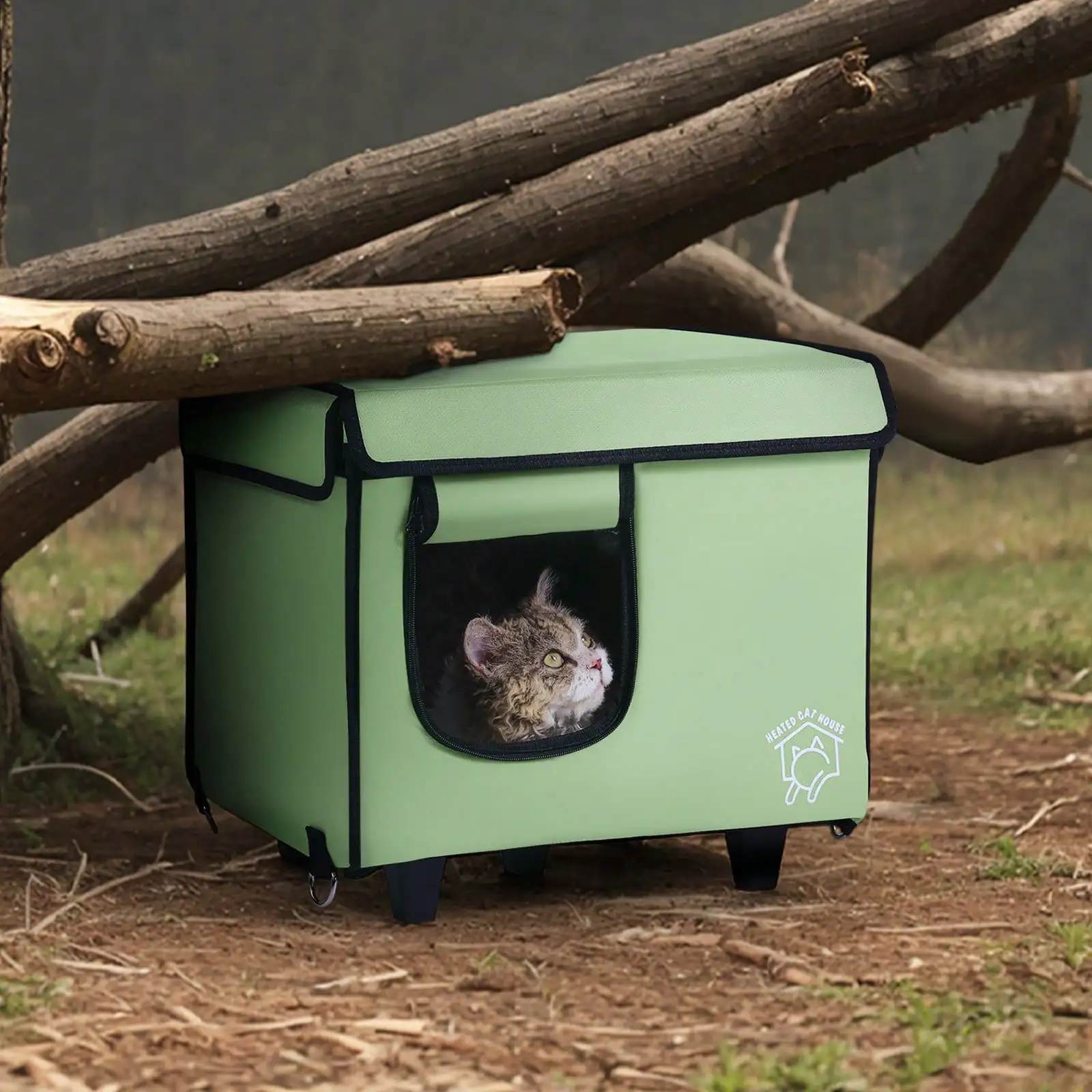 

Cuboid Kitty Shelter With Adjustable Temperature And Timer, 900D Oxford Cloth Foldable Cat Shelter Wi