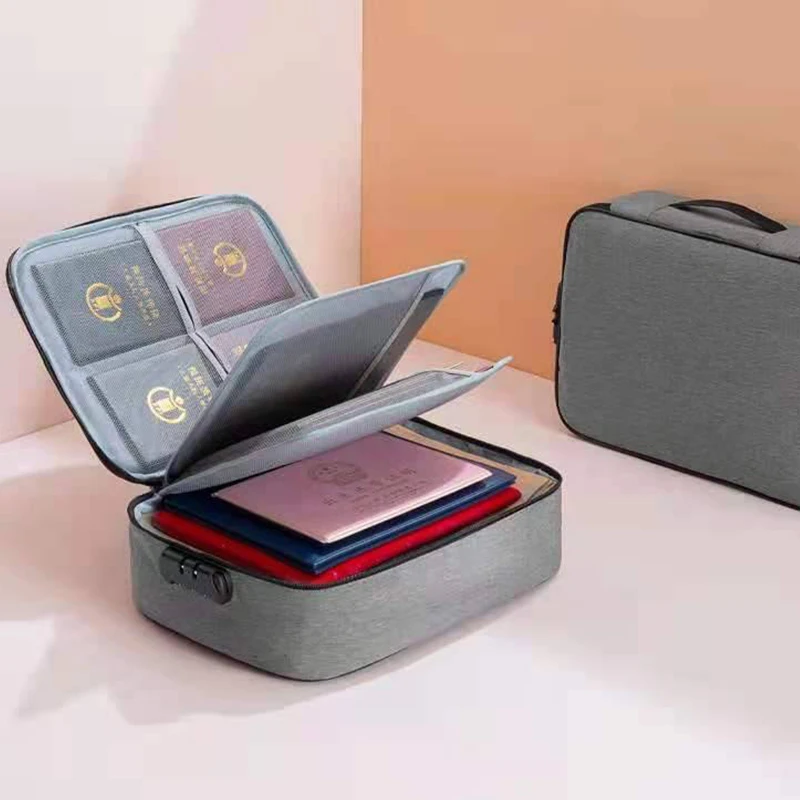 Portable Home Document Storage Bag Large Capacity Household Certificate Passport Card Bag Folder Archive Organizing Storage Bag