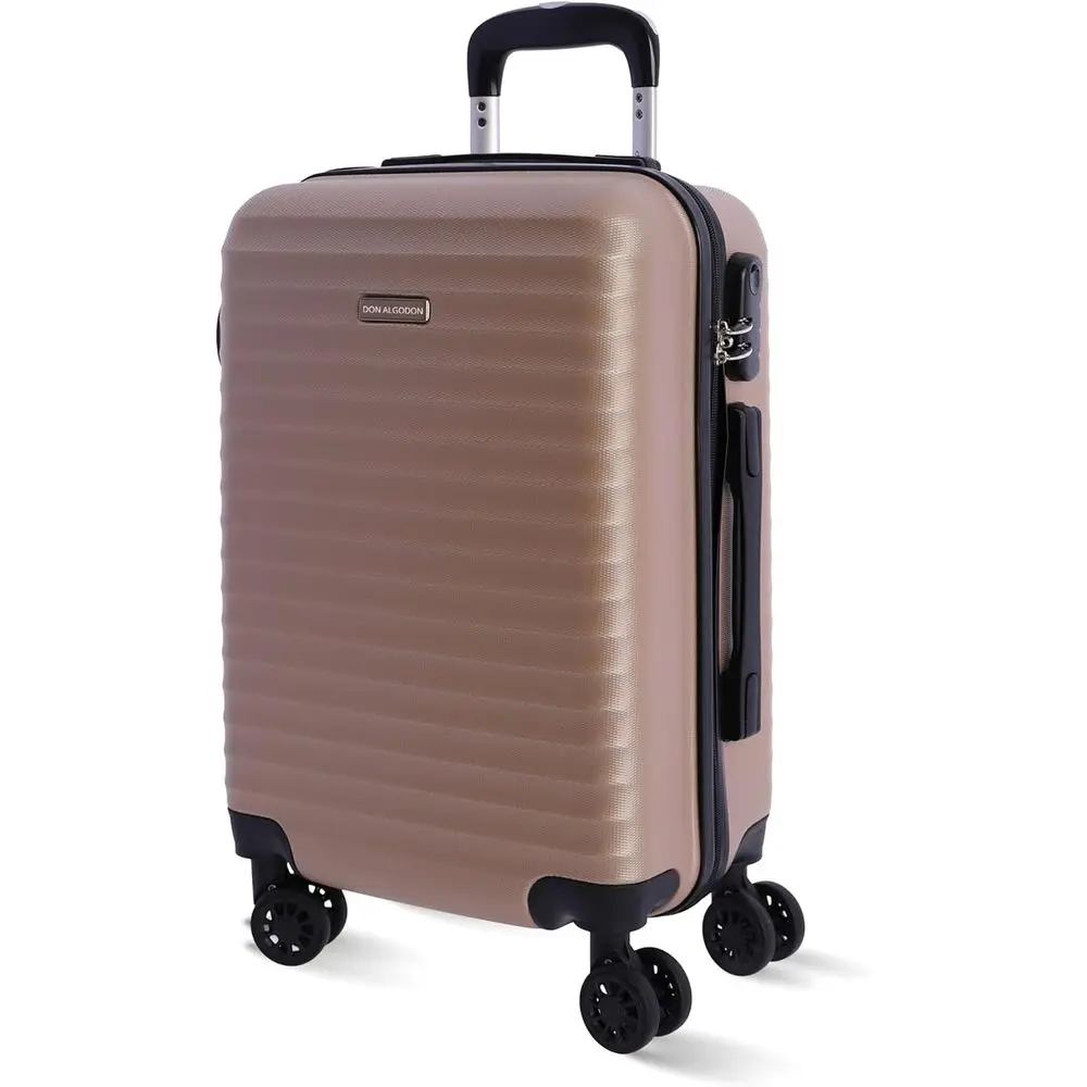 

Compact 55x40x20cm Trolley Suitcase with 360º 4-Wheels, Lock, and Gold Iris Design
