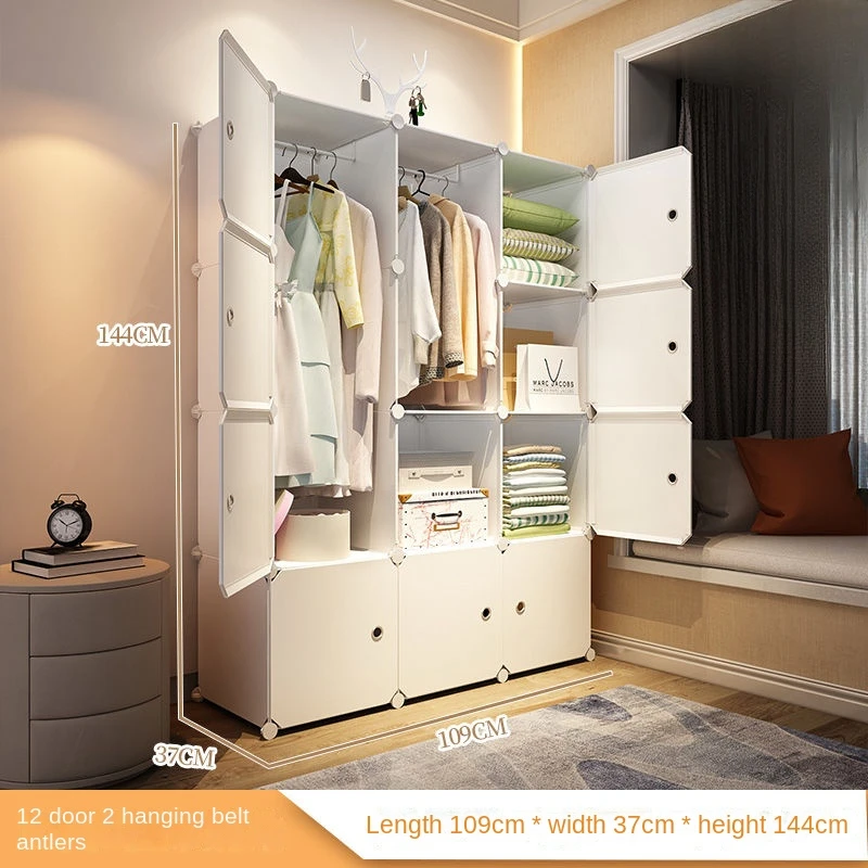 Home Bedroom Furniture Simple Wardrobe Clothes Cabinets Dressers Cube Storage Locker Baby Closet Plastic Collapsible Dustproof