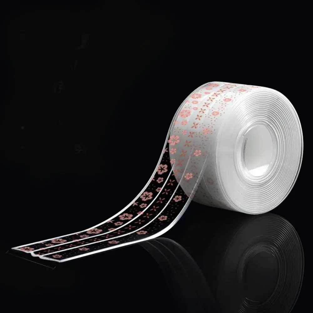 Self Adhesive Kitchen Sink Waterproof Sticker Waterproof Mould Proof Sink Bath Sealing Strip Transparent Printing Anti-mildew