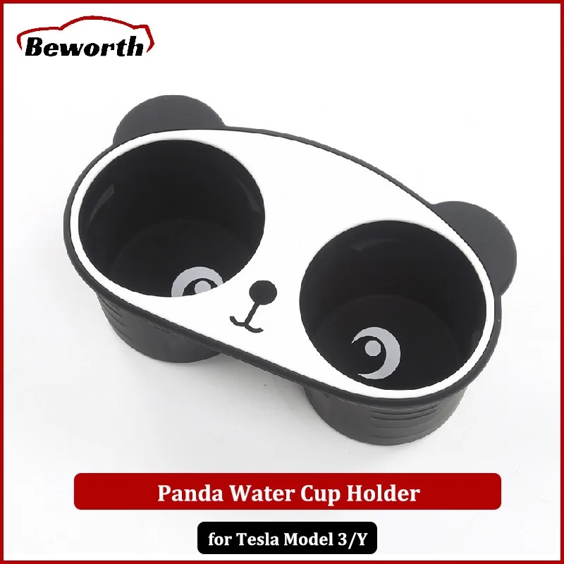 

Panda Water Cup Holder for Tesla Model 3 Y 2023 Silica Gel Center Console Storage Box Limiter Drink Bracket Glasses Phone Holder