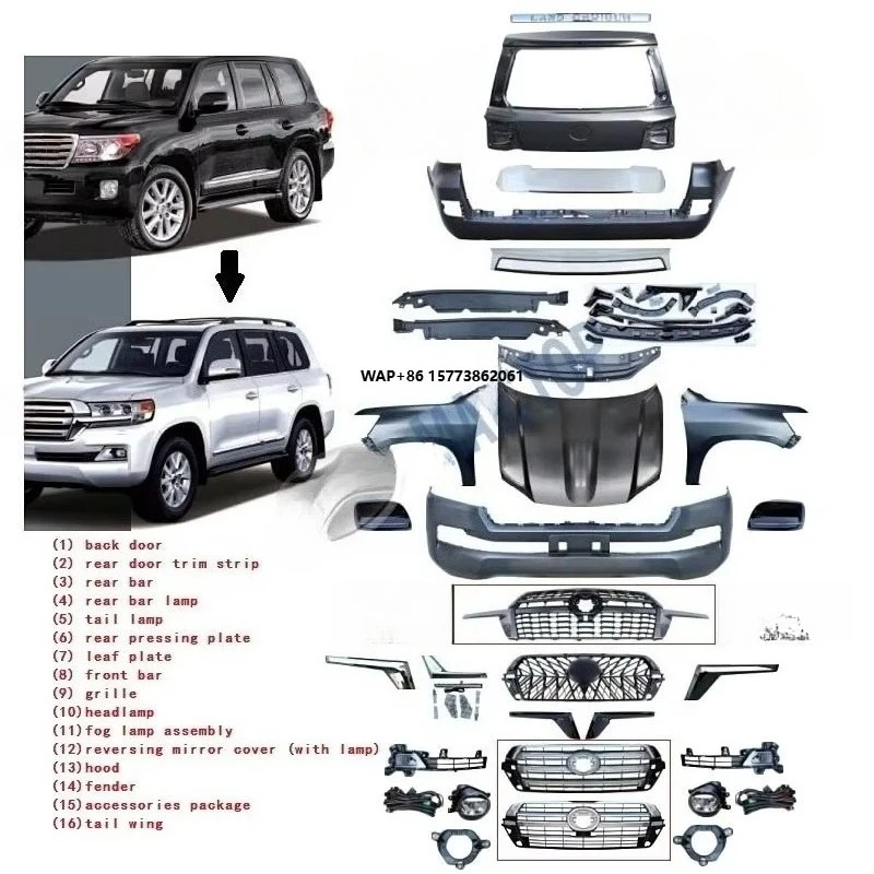 Car Body Parts Facelift Bumper Grille Bodykit for Tyt Land Cruiser 200 Lc200 Fj200 Body Kit 2008-2015 Upgrade to 2016