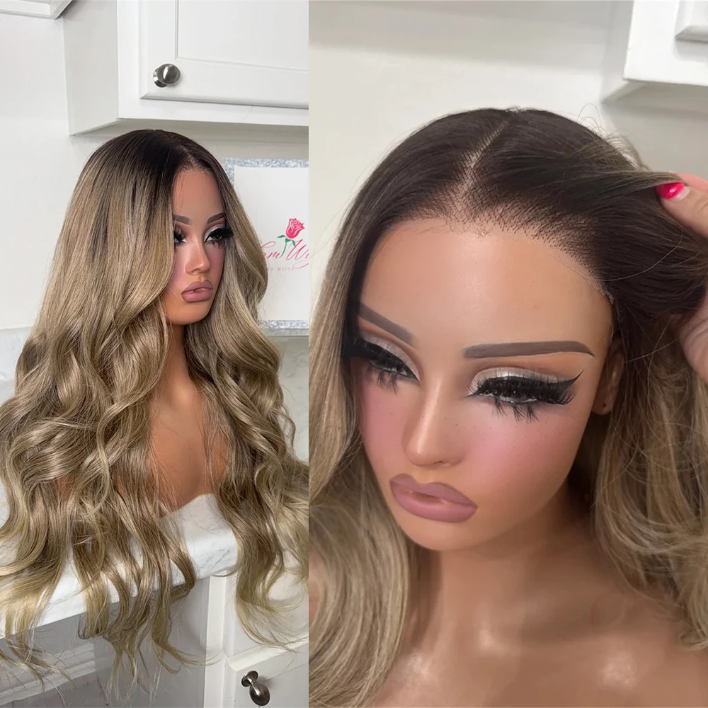 Caramel Brown Highlighted Honey Blonde Synthetic Lace Front Wig Small Large Cap Futura Glueless Wig for Party Cosplay Daily Wear