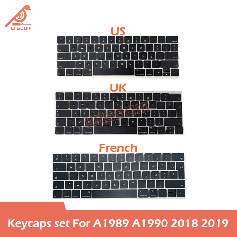 Laptop US UK FR GER SP SE JP A1989 A1990 Keycaps Keys For Macbook Pro Retina 13