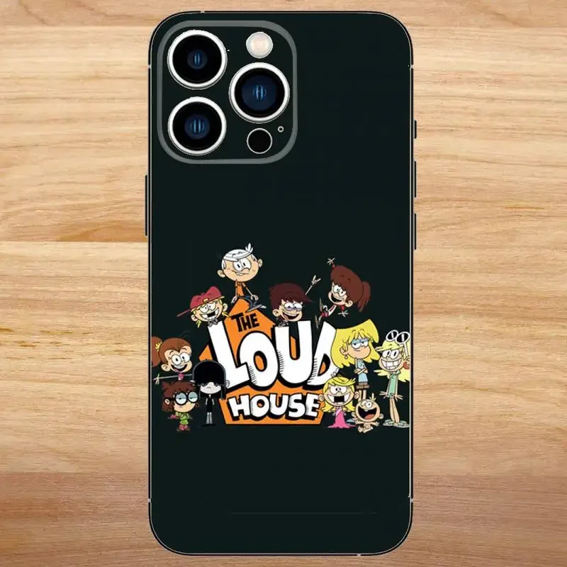 حافظة هاتف كارتون The L-Loud House لهاتف iPhone15,14,13,12,11,Pro,Max,Plus,Mini,X,XS,XR,8,7,6,S,Plus,SE حافظة سوداء ناعمة