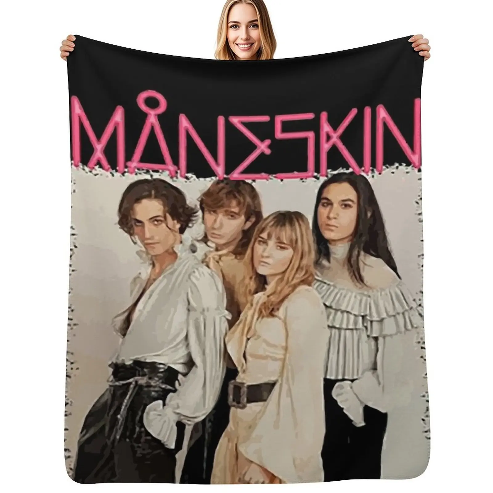 The Official Merchandise of M?neskin - Maneskin Throw Blanket Decoratives for babies Personalized Gift Cute Blankets