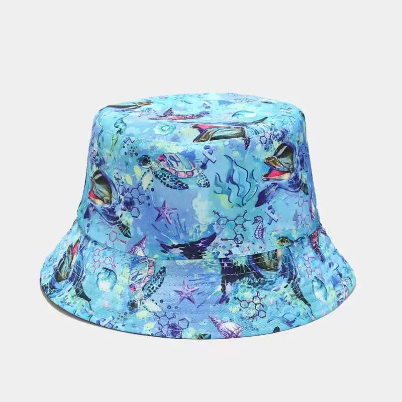 Doppelseitiger Fischerhut mit Ozean-Aufdruck für Männer/Frauen, atmungsaktive Fischermütze für Strand, Reisen und Outdoor, lässiger Hip-Hop – Detail 2