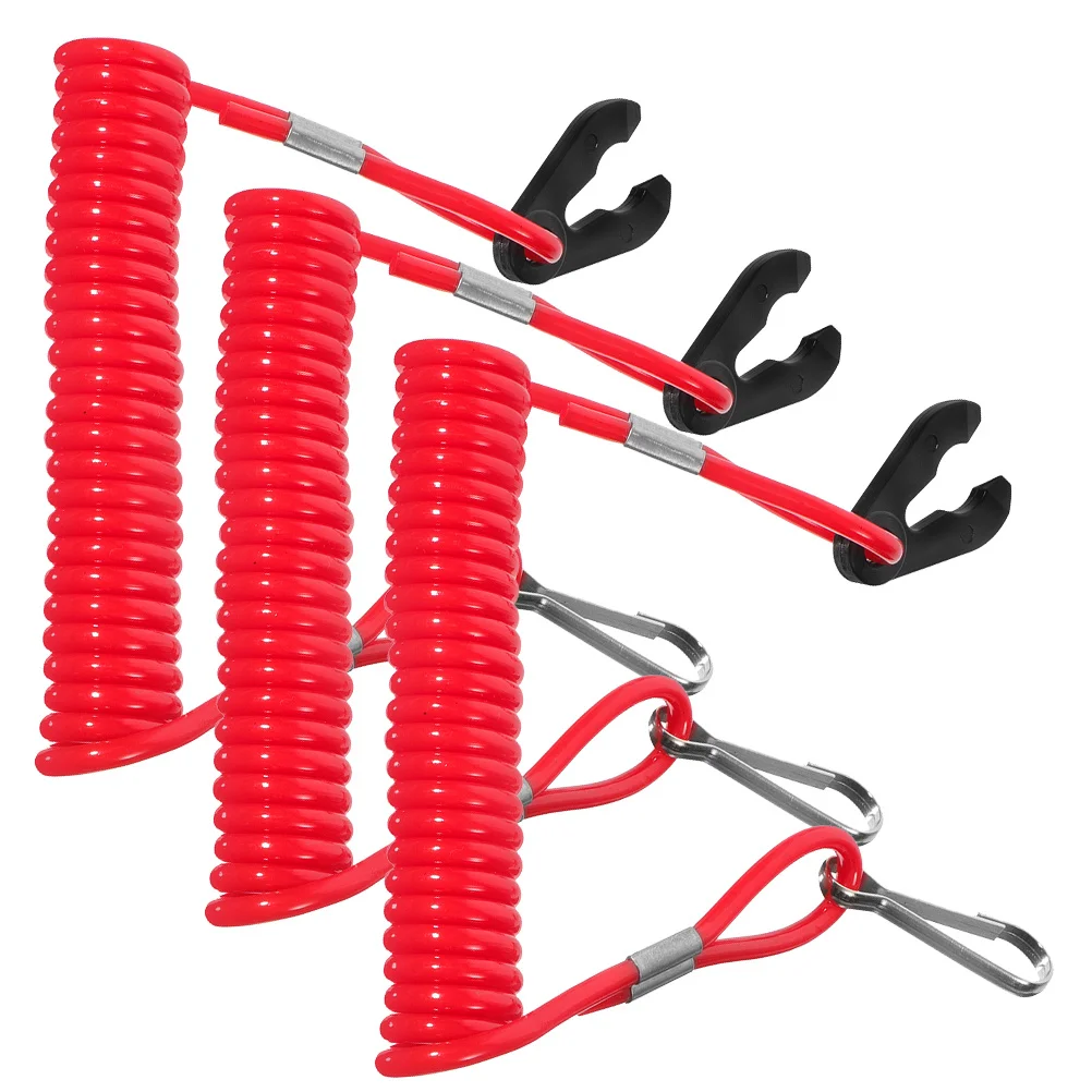 

3Pcs Red Emergency Kill Rope for Boat Engine Lanyard Heavy Duty Safety Cord Reliable Marine Stop Lanyard for Cut Off