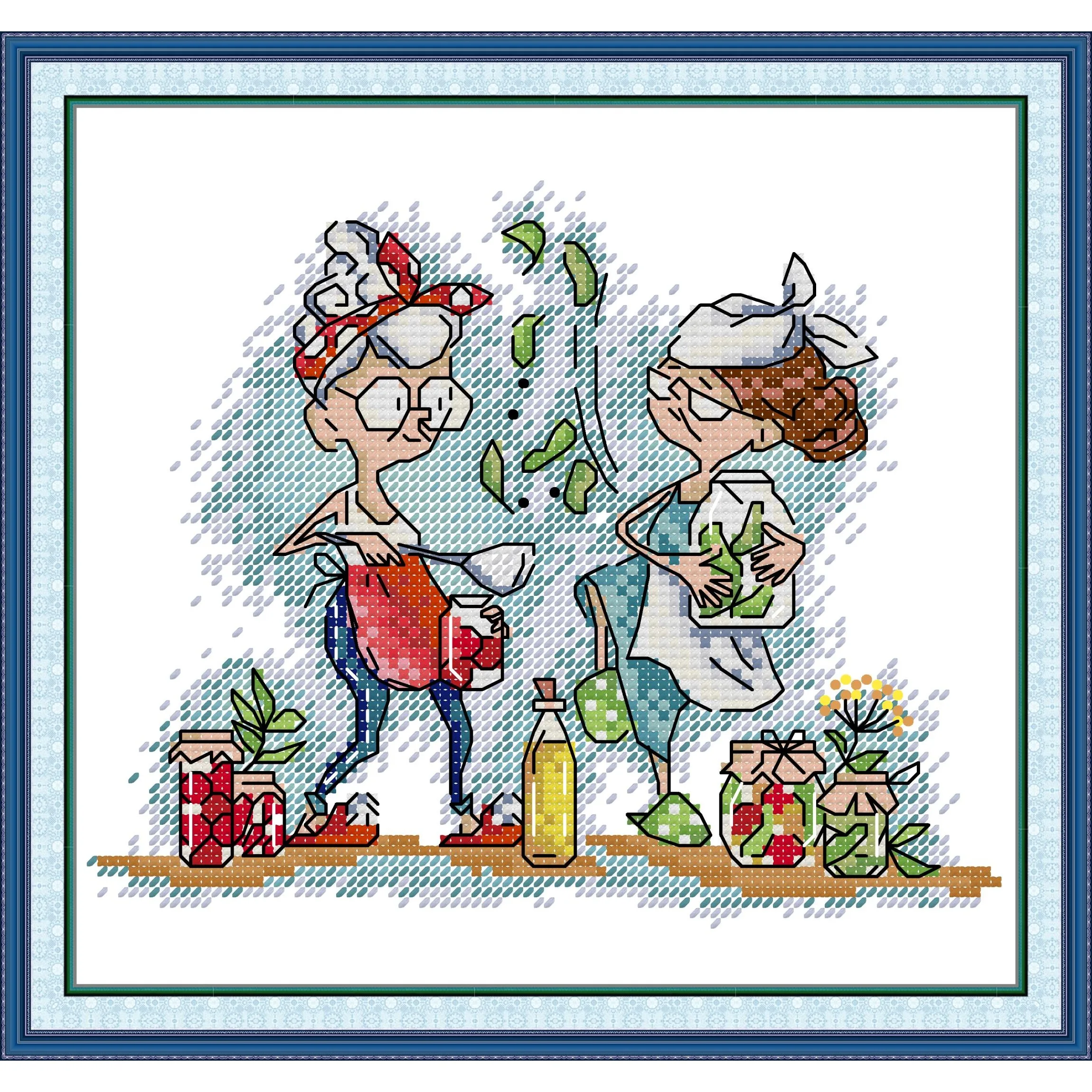 

Joy Sunday Pre-printed Cross Stitch Kit Easy Pattern Aida Stamped Fabric Embroidery Set-Two Old Urchins