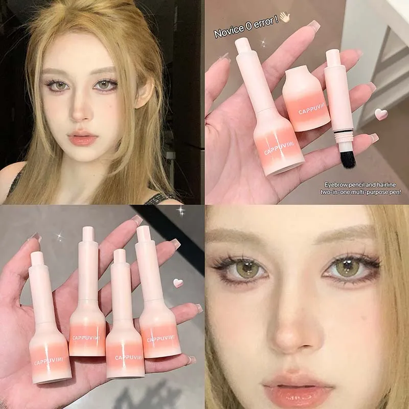 Caneta líquida para sobrancelhas fofas - traços de cabelo naturais rosa pêssego - à prova de manchas e 12 horas de usar - adequada para iniciantes