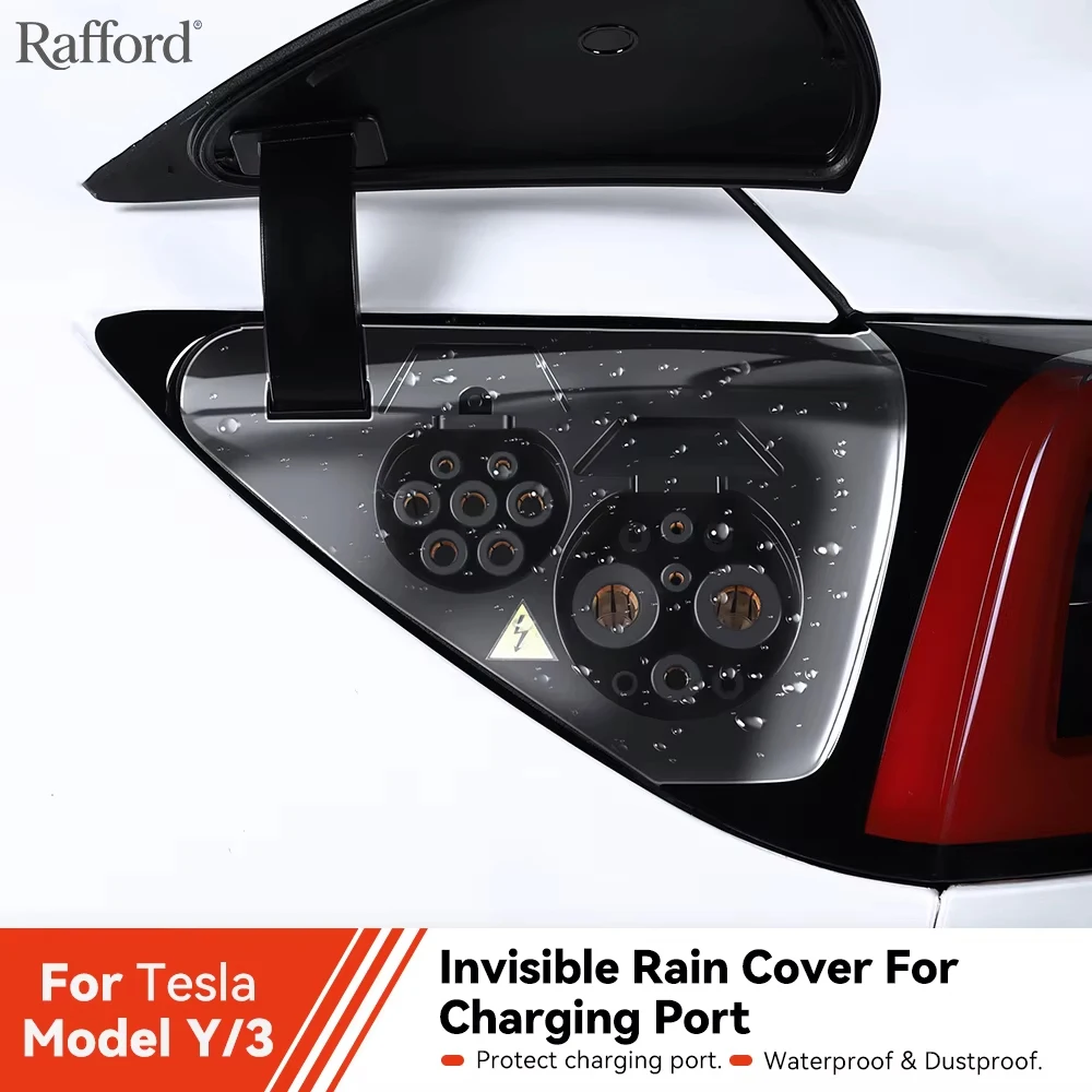 Rafford For Tesla Model 3 Y Highland Juniper 2021-2025Charger Port Cover Outdoor Rainproof Protection Dustproof Covers Accessory