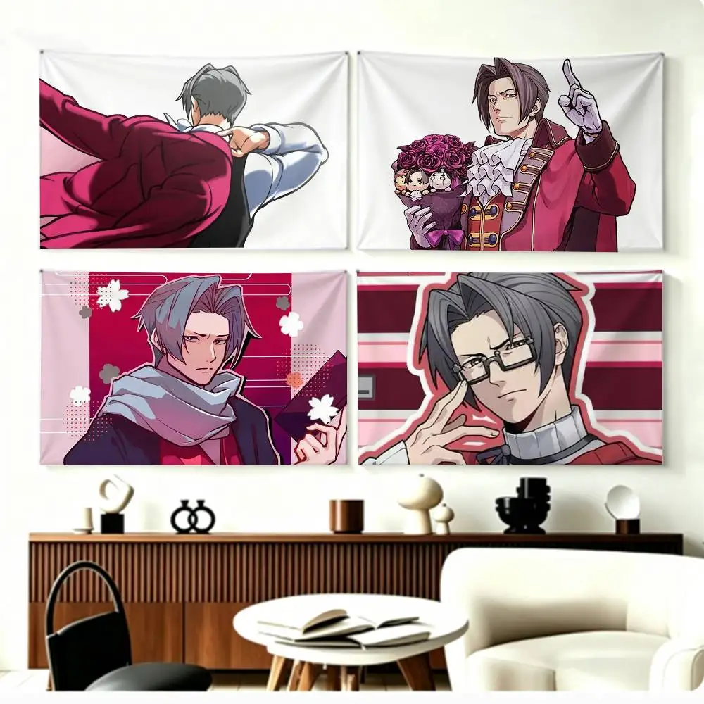 Drapeaux muraux COOL A-Ace Attorney Miles Edgeworth, bannière artistique de fond pour chambre à coucher, décoration extérieure de la maison