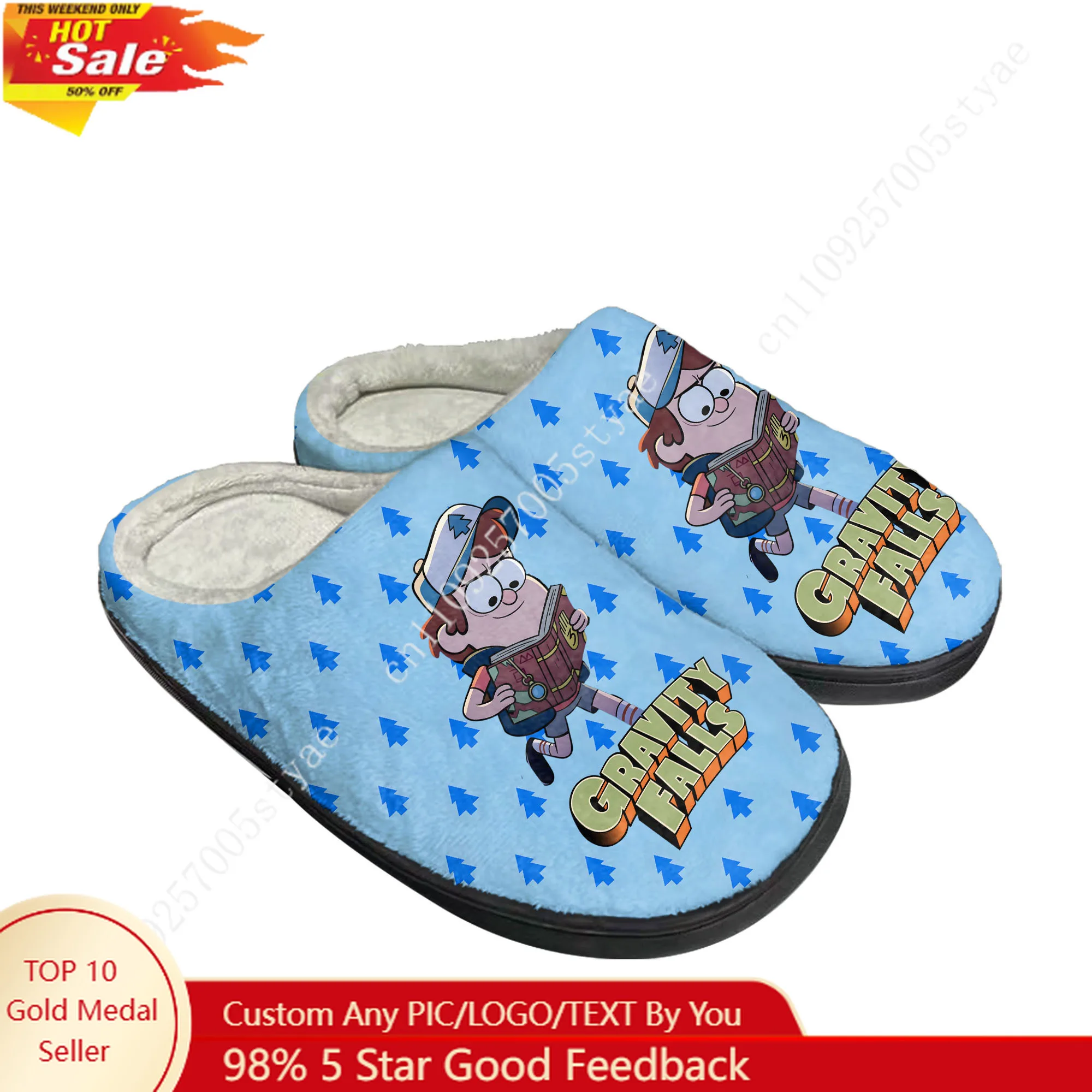 

Dipper Pines Slippers Disney Cartoon Decorate Plush Indoor Shoes Design Your Logo Photos Party Holiday Gifts Custom Shoe