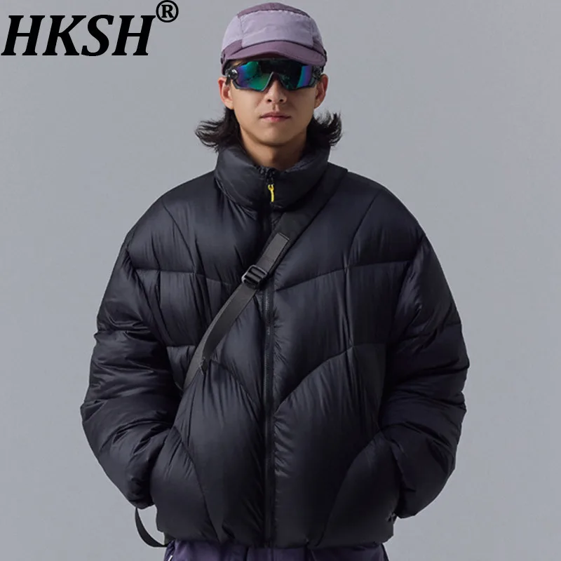

HKSH Autumn Winter New Men Tide Dark Stand Collar Water-Resistant Down Jacket Irregular Quilted Casual Trend Padded Coat HK11716