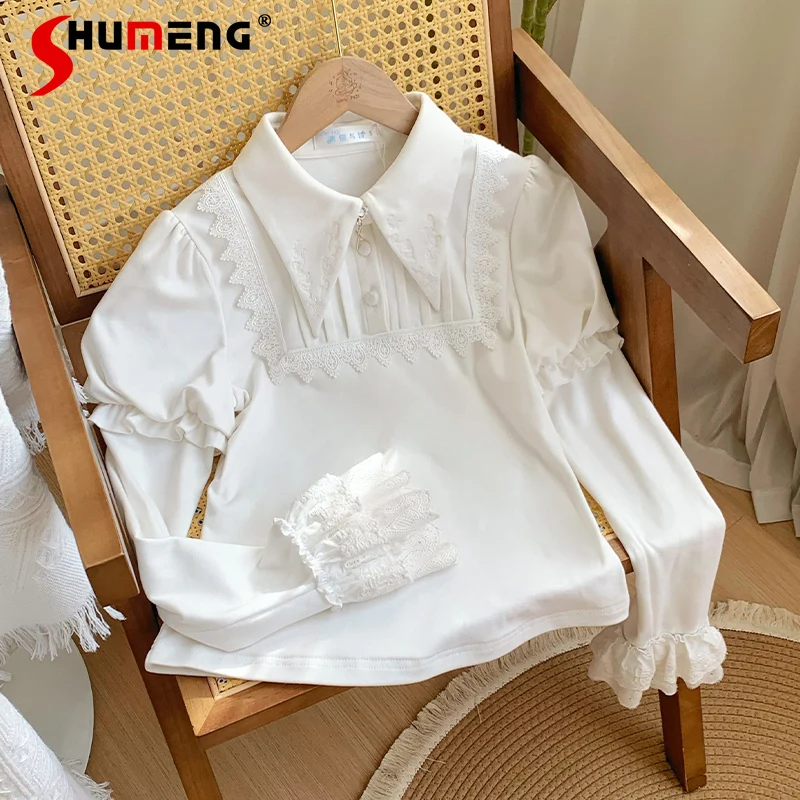 

Original Two-tone Pointed Collar Knitted Stretch Warm Inner Wear Bottoming Shirt Autumn Winter Lolita Sweet Slim Fit Sweater Top