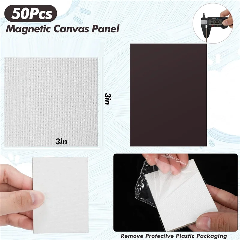 AY03-50 Buah Panel Kanvas Lukisan Magnetik 3X3 Inci Papan Kanvas Magnetik Kanvas Magnetik untuk Lukisan Seni Ubin
