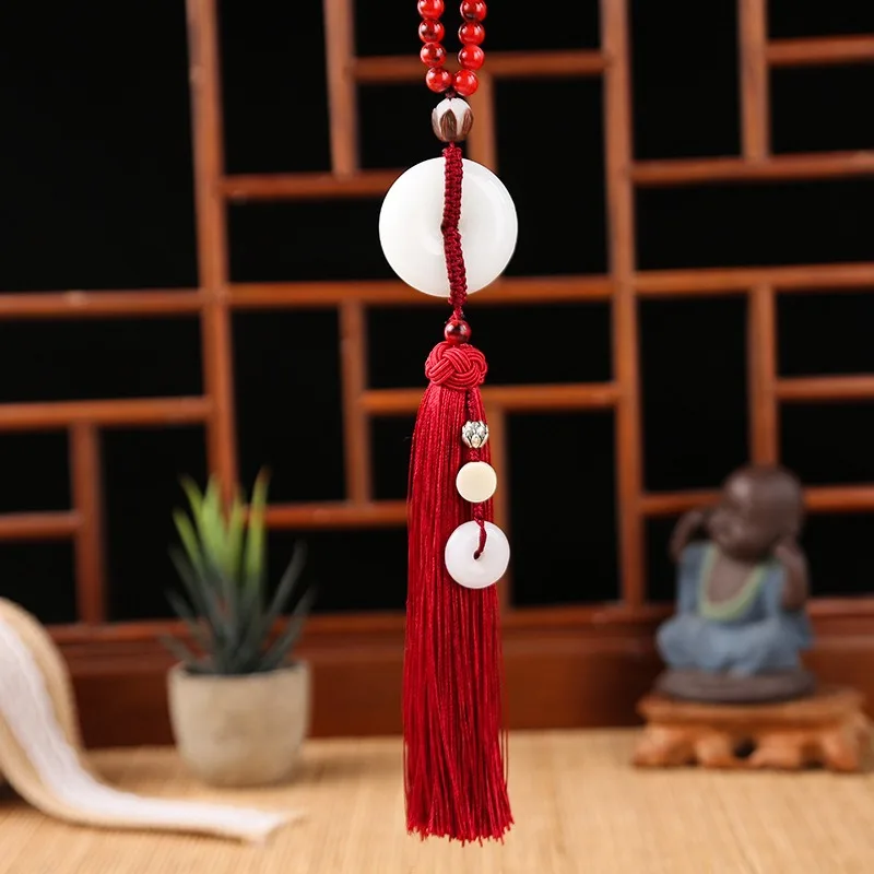 Beads Dark Green Tassels Car Hanging Pendant Decoration  Acessorios Para Carro Hand Woven Rope Auto Interior Accessories 3 Color