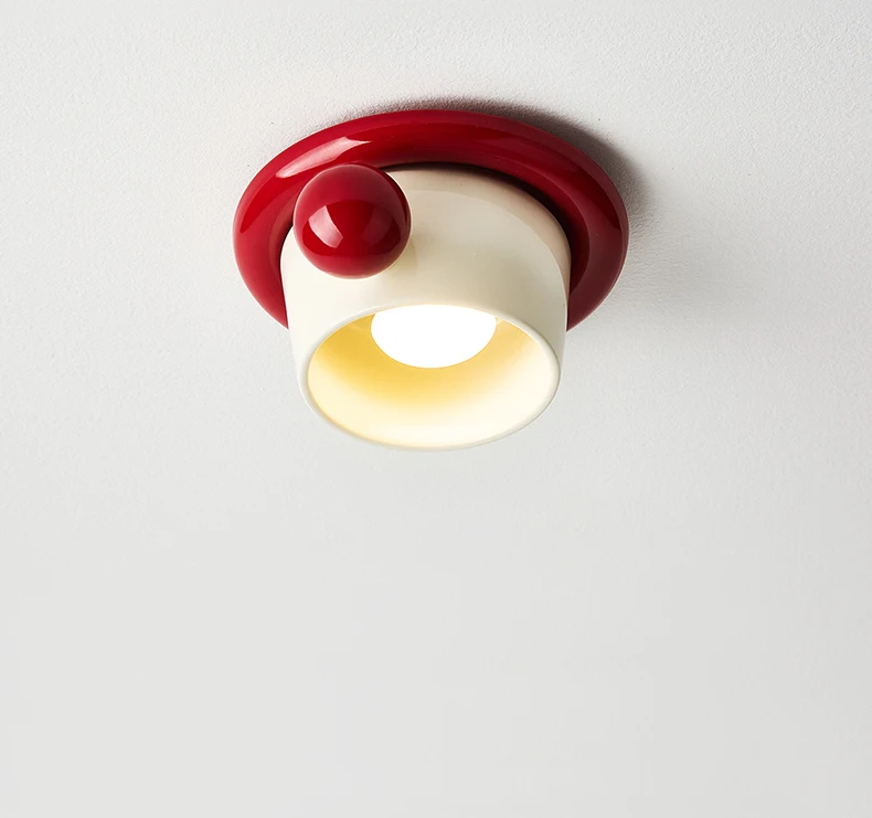 Creative Art Ceramics Metal Ceiling Light Cute Cup Shape G4