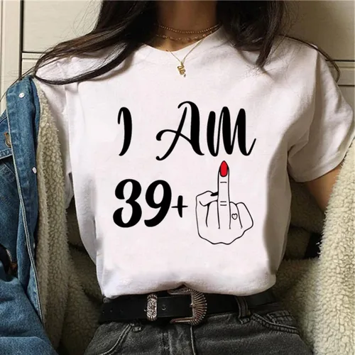 Imagen 2 del producto Camiseta de 40 cumpleaños, camiseta de cómic, ropa de mujer de manga corta, ropa estética de viento Yujie, camisetas gráficas, ropa de mujer