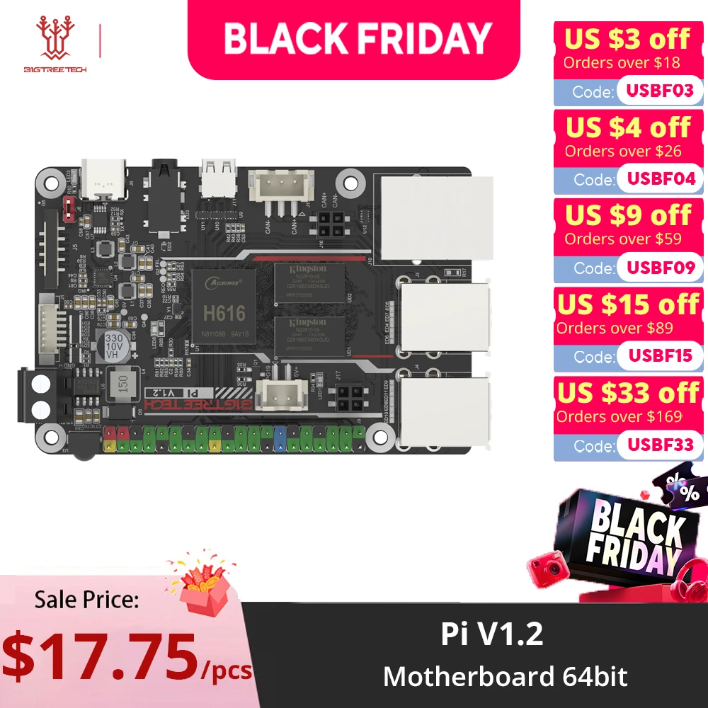 

BIGTREETECH BTT Pi V1.2 Control Board VS Orange Pi Raspberry Pi 3D Printer Motherboard 64bit 3D Printer Accessories
