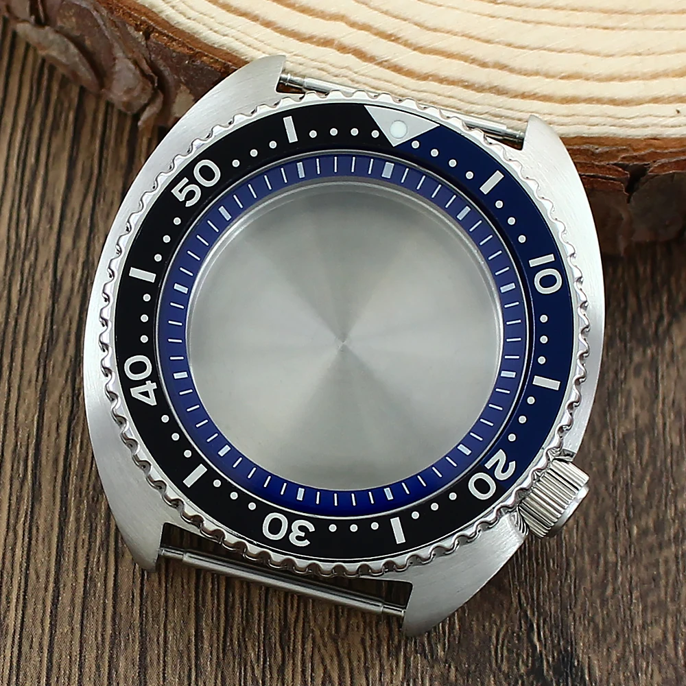 45mm Watch SKX Case NH35 Sapphire Crystal For Seiko Mod NH35 NH36 4R Movts SRPD Steel SKX Watch Accessories Parts Turtle Abalone