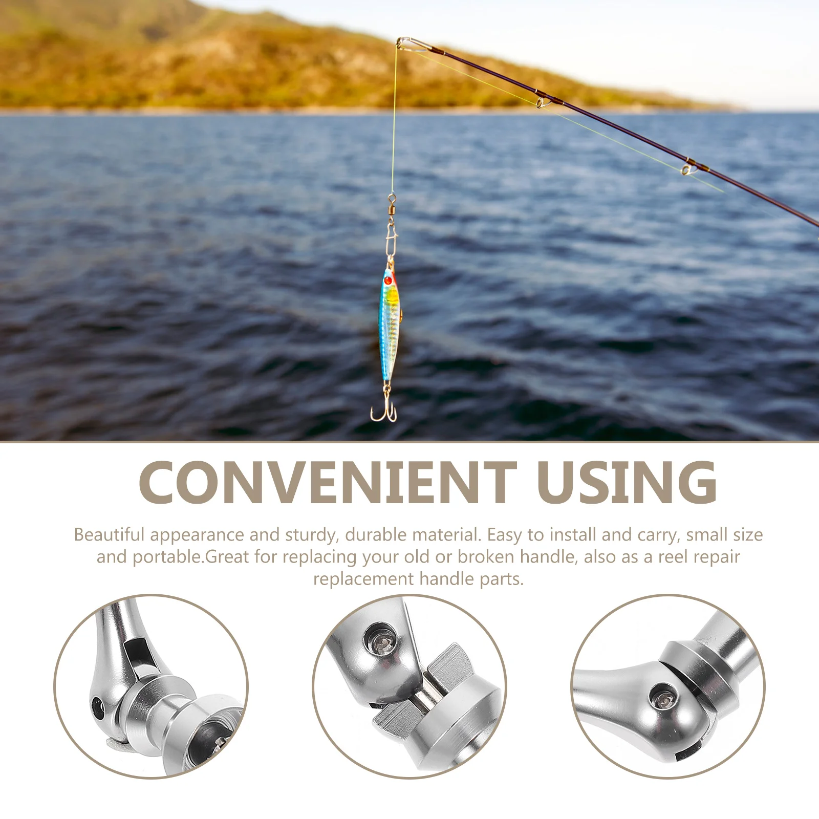 

Fishing Reel Handle Replacement Parts Single Swing Arm Aluminum Accessories Lightweight Sturdy Portable