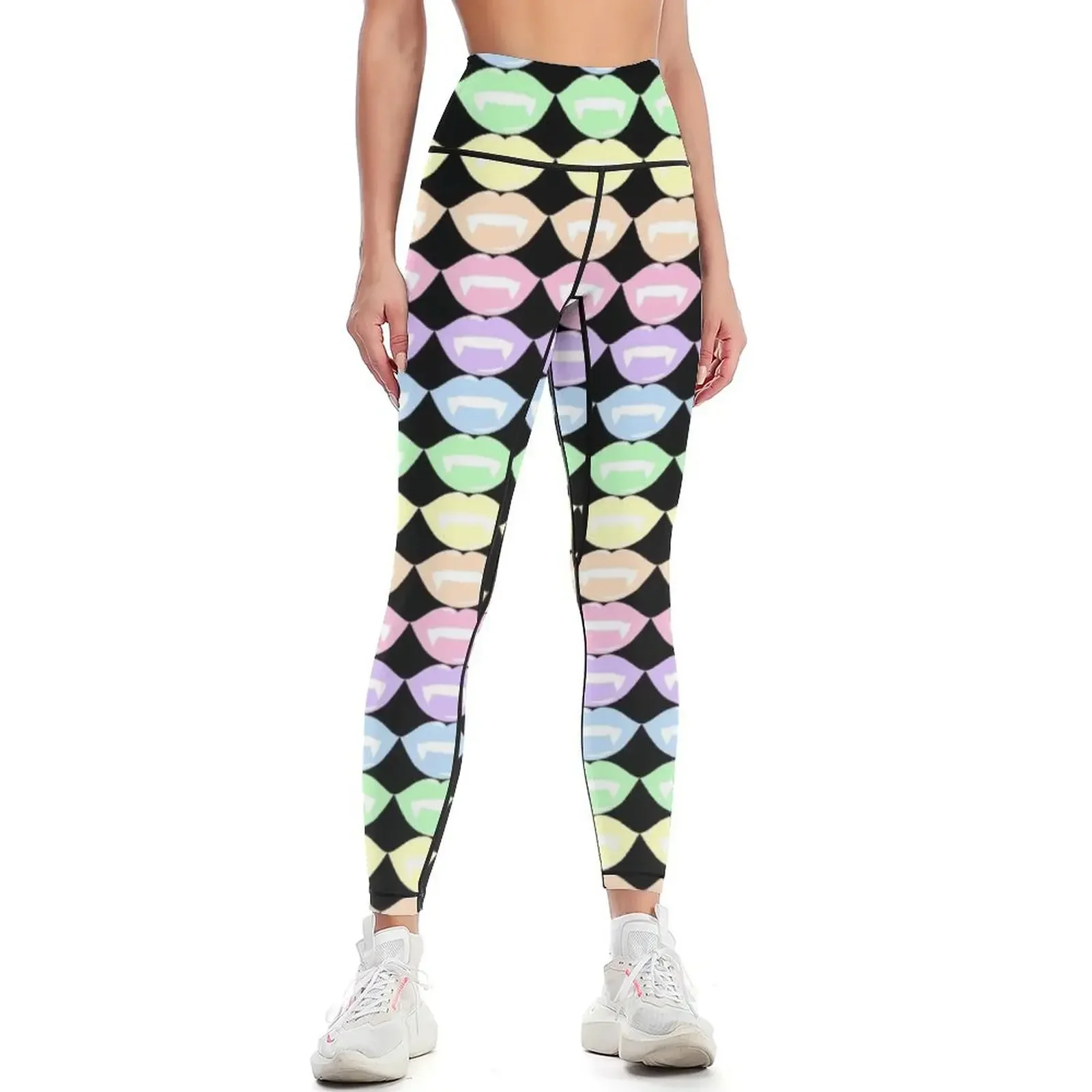 

Pastel Rainbow Vampire Lips - Vertical Leggings Women's tights Women's sports sportswear gym jogging pants Womens Leggings