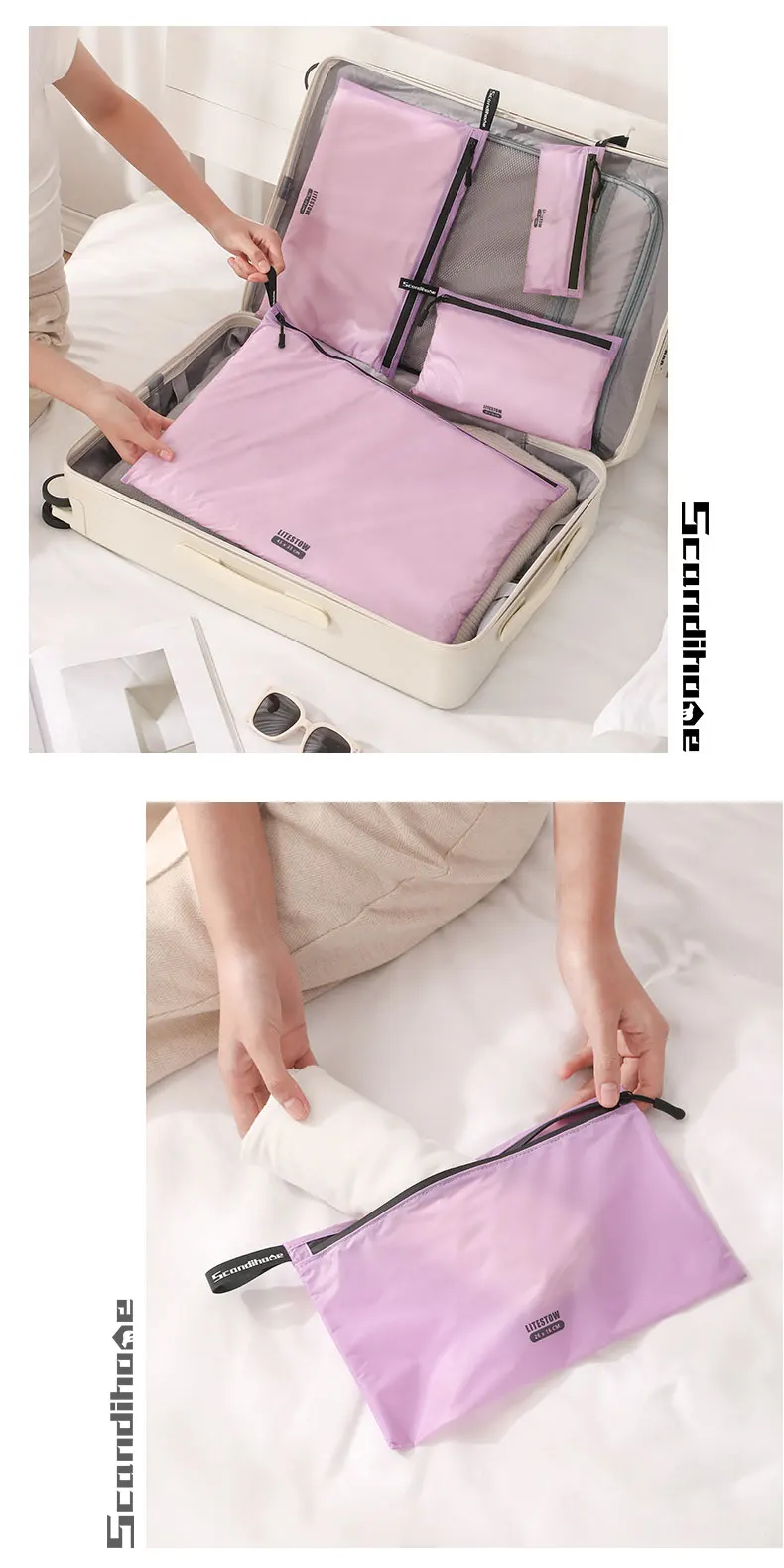 Wasserdichte Reise-Aufbewahrungsbeutel-Set, leichte Nylon-Verpackungswürfel, Beutel, Gepäck-Organizer, Kleidung, Kulturbeutel, Make-up-Tasche – Detail 13