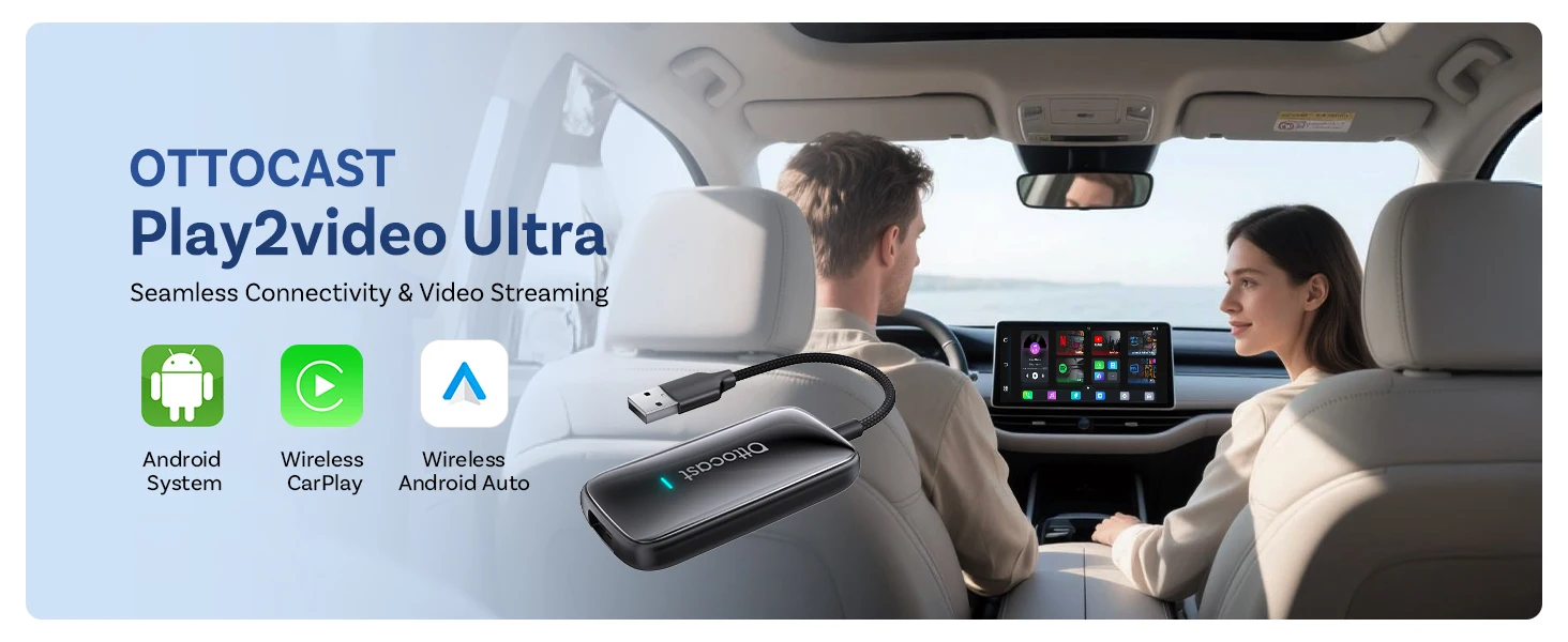 OTTOCAST Play2Video Ultra Kabelloses CarPlay AI Box Video-Streaming für Auto YouTube Netflix IPTV Plug&Play für Werks-Kabel-CarPlay – Detail 2