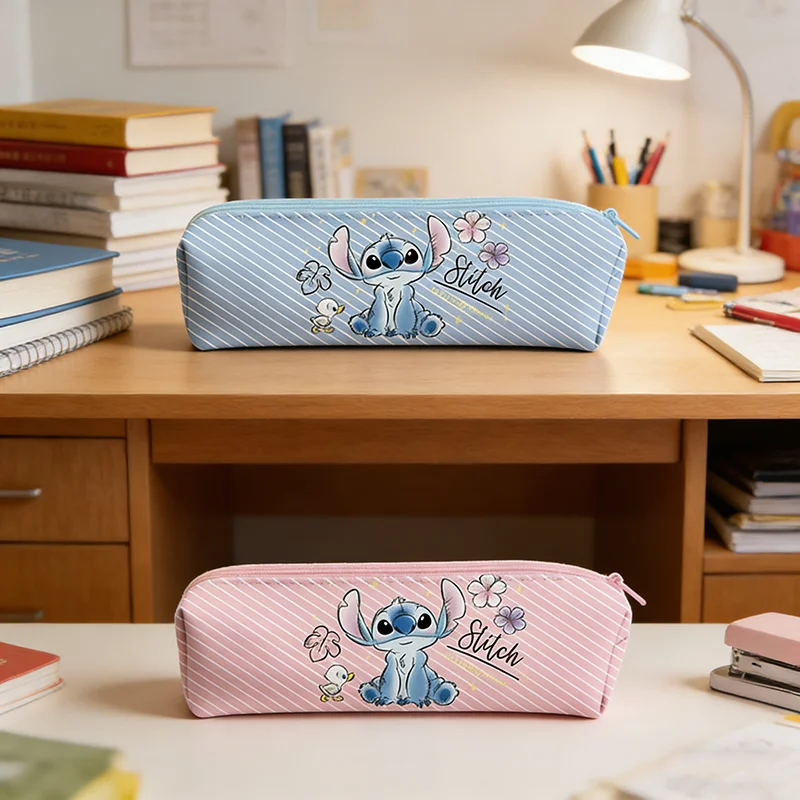 

Stitch Pencil Pouch Cartoon Storage Bag Kawaii Pattern Pencil Case Waterproof Anti-Fouling Pu Material Student Gift