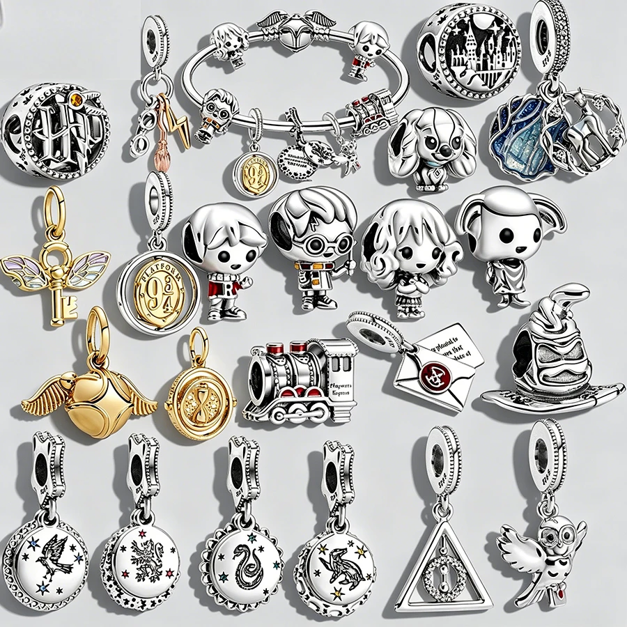 Hot Miniso 925 Silver Charm Beads,Suitable For Original European Bracelets,Magic Boy,Train,Pigeon, Jewelry Gifts For Magic Fans