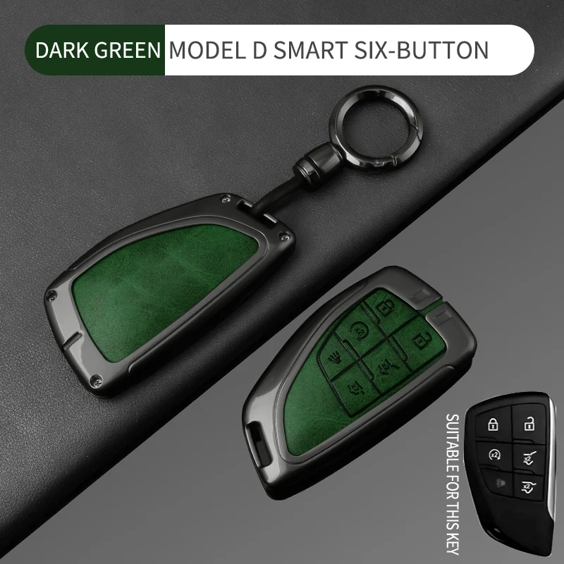 6-Tasten Leder Autoschlüssel-Abdeckung Schlüsselanhänger Schutzhülle für Buick Envision GMC Yukon XL Denali Chevrolet Suburban Tahoe – Detail 19