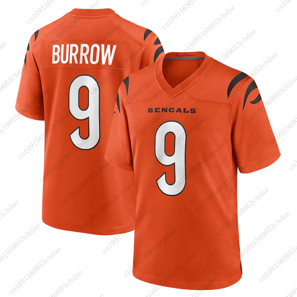 Bengals Joe Burrowラグビージャージ (男性用) 、高品質、通気性、速乾性、大人と子供向けの屋外サッカーユニフォーム、新着、 #9