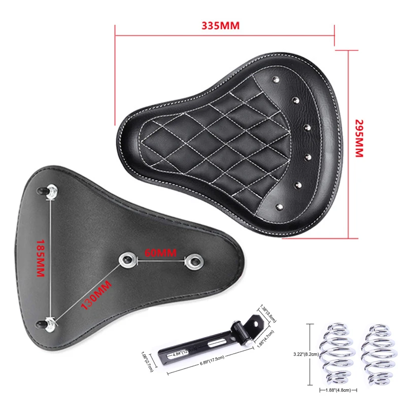 NEW  Motorcycle Retro Leather Solo Seat+3\