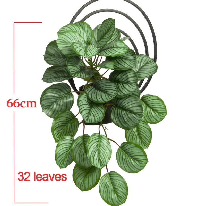 

66cm 32Leaves Artificial Hanging Plants Vine Plastic Leaves Wall Fake Monstera Foliage Rattan Large Plants for Home Garden Decor