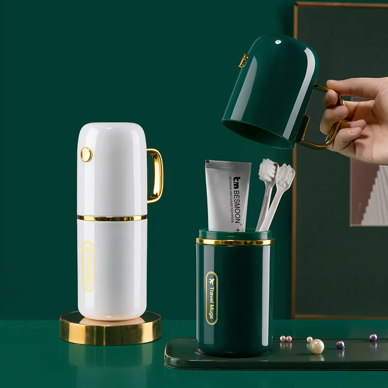 חדש נסיעה נוחה מברשת שיניים תיבת משחת שיניים אחסון עסקים נסיעות מוצרי טואלטיקה סט הביתה מצופה זהב