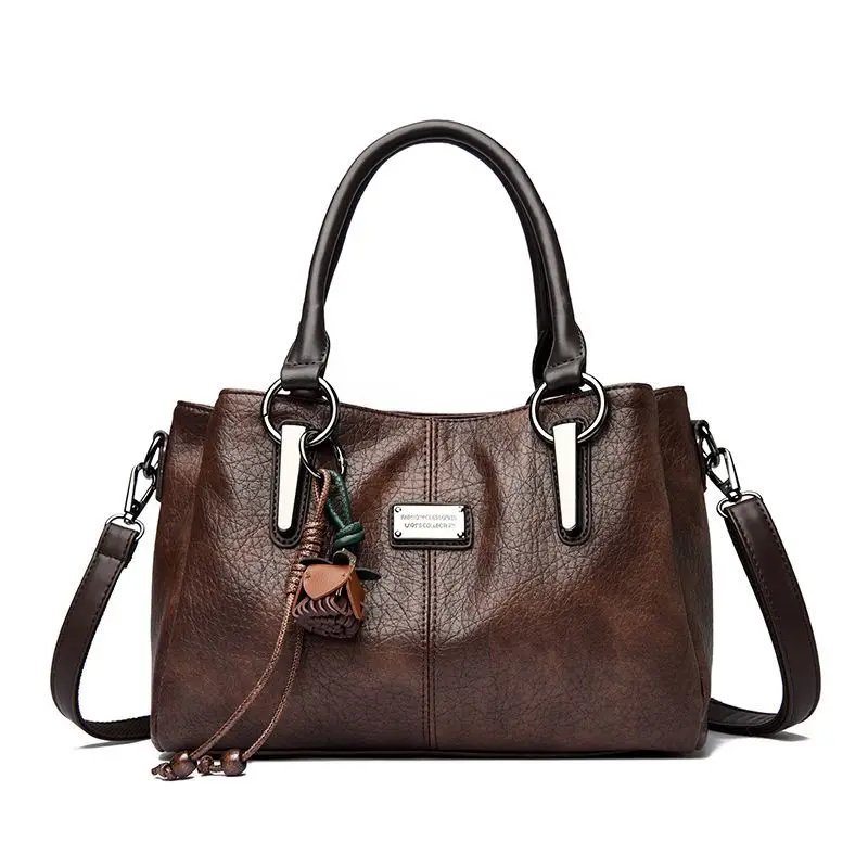 Handbag Bag Women's 2026 New Retro Wear-resistant Material Large Capacity Mother Bag Niche High-end Messenger Bag Temperament
