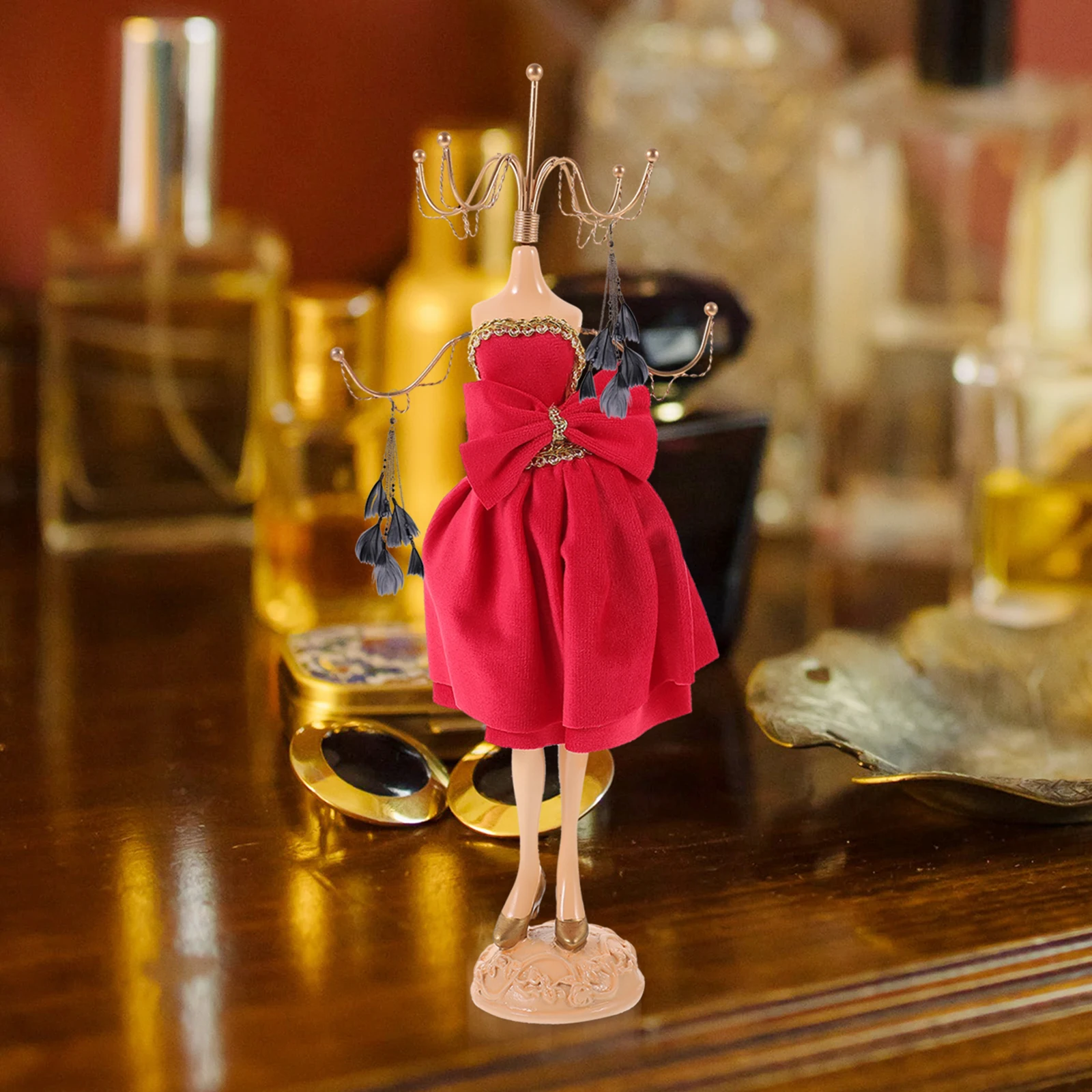 

Resin Jewelry Stand for Earrings Necklaces Bracelets Mannequin Model Red Earring Display Organizer Rack