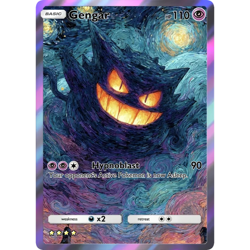 Cards Gengar PTCG Shining Rare Holographic Cards Collection Creativity Game Anime Flash Cards Card Gift