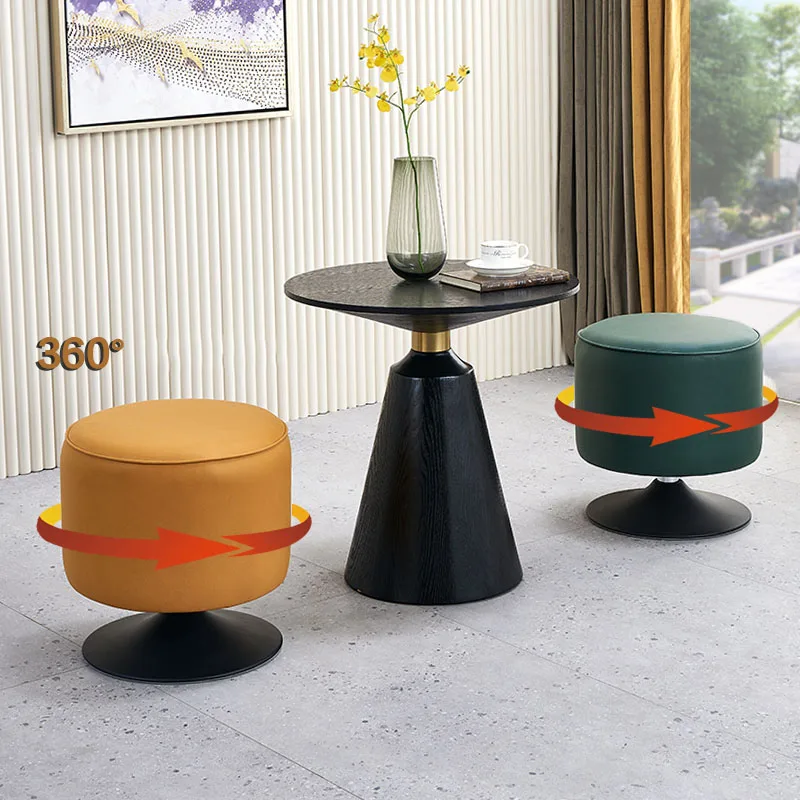 

Nordic Living Room Round Stools Home 360° Rotate Ergonomic Sofa Seats Furniture Bedroom Makeup Vanity Chair Shoe Changing Stool