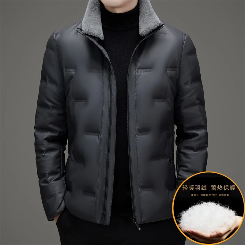 Vestes décontractées en duvet de canard blanc pour hommes, col en fourrure, poignées amovibles, manteau matelassé chaud, vêtements d'extérieur coupe-vent, haut optique, haute qualité, hiver, 2024