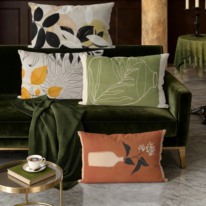 Boho-Kissenbezüge mit botanischen Blumenmuster, geeignet für Sofa, Schlafzimmer, Auto, Kissenbezug, rechteckiges Rückenkissen