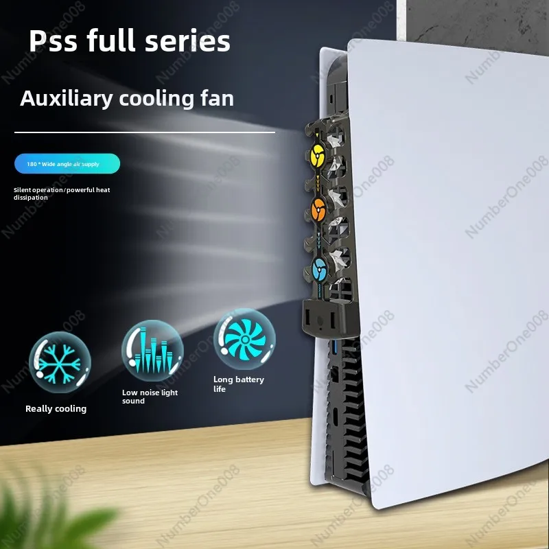 PS5 Host Cooling Fan Compatible with PS5 Slim Host Cooling Fan Three-speed Wind/colorful Lights