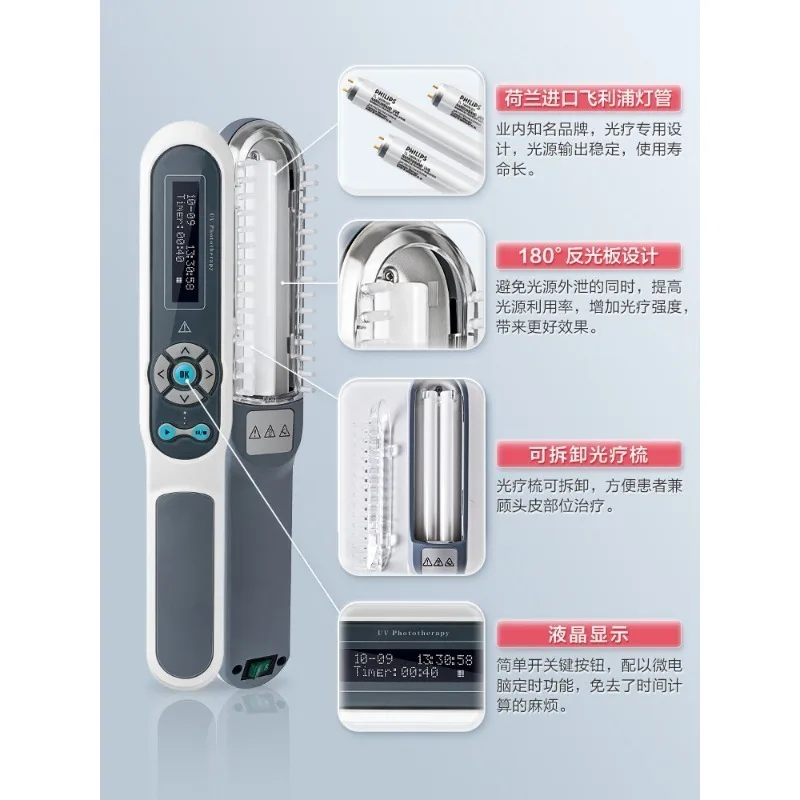 311nm Narrowband UVB Phototherapy Lamp, Home UV Light Device with Intelligent Timer Control for Skin Care