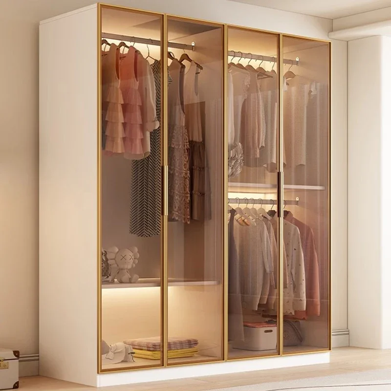 

Modern Jewelry Wardrobe Storage Organizer Partitions Mirror Cabinets Closet Makeup Simple Door Muebles Lounge Suite Furniture