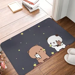 Mocha Mochi Peach Cat Bedroom Mat Bubu And Dudu Watching The Moon Together Doormat Carpet Balcony Rug Home Decoration